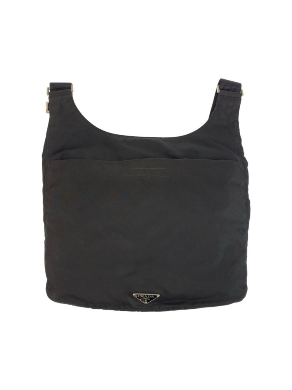Prada Tessuto Black Silver Nylon Shoulder Bag